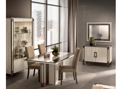 Esszimmer Set 3tlg. Esstisch Vitrine Kommode modernes Esszimmermöbel Set Italien