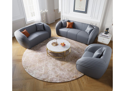 Luxus Sofagarnitur 322 Sitzer mit Möbel Couch Ledersofa Textil Gruppe Sofas Set