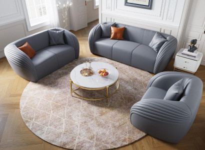 Luxus Sofagarnitur 322 Sitzer mit Möbel Couch Ledersofa Textil Gruppe Sofas Set