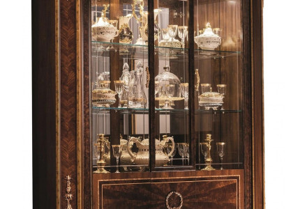 Vitrine Schrank Vitrinen Wohnzimmer Schau Schränke Design Rokoko Barock Holz neu