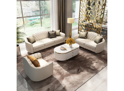 Sofagarnitur 3+2+1 Sitzer Set Design Sofas Polster Couchen Moderne Leder Couch