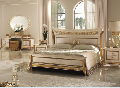 3 tlg. Schlafzimmer Set Bett 2x Nachttisch Konsole DoppelBetten Hotel Polster