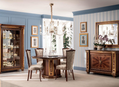 Möbel Tisch + 4x Stuhl Sets Esszimmer Garnitur Holz Komplett Barock