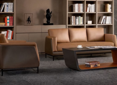 Sofa Sofas Couch Polster Leder Modern Dreisitzer 3 Sitzer Büro Einrichtung Neu