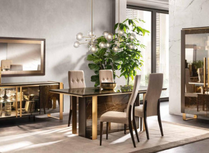 Modernes Esszimmer Tisch + 6 Stühle Garnitur Gruppe Italienische Stil