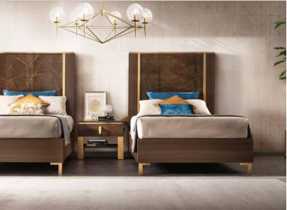 Bett Nachttisch Hocker 4 tlg. Schlafzimmer Set Design Modern Luxus Betten