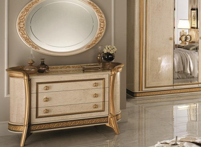 Spiegel Kommode Schrank Kommoden Schlafzimmer Set Holz Klassischer Stil 2tlg.