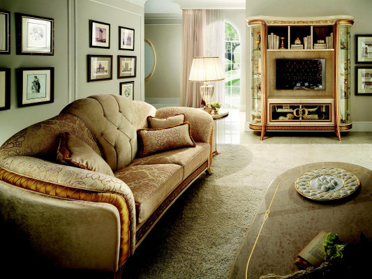 Edle Designer Sofa Couch 2 Sitzer Polster Sofas Textil Jugendstil arredoclassic™