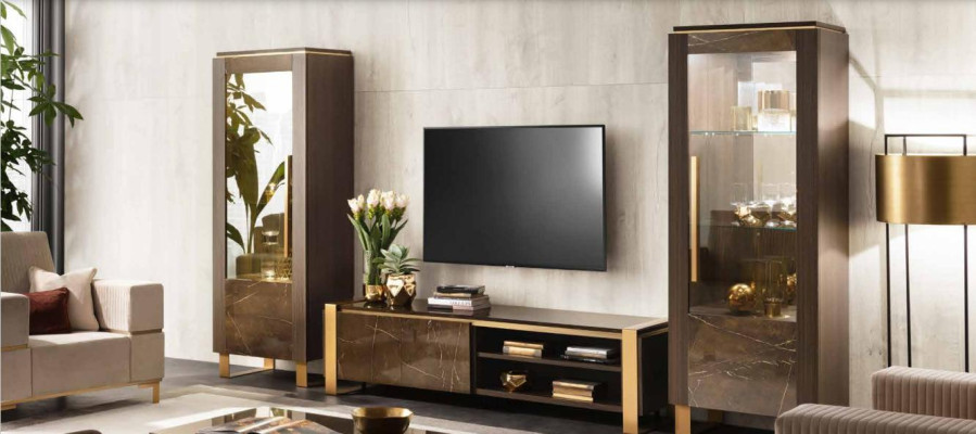 Anrichte Luxus Glasschrank Vitrine Glas Schrank Modern Stil Möbel Italienische