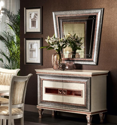 Konsolen Tisch Kommode mit Spiegel Luxus Möbel Set Konsole 2tlg. Made in Italy