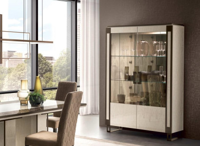 Vitrine 2 Tür Schrank Vitrinen Wohnzimmer Schränke Design Schrank Möbel Glas Neu