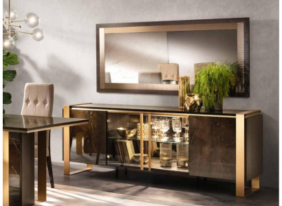 Buffet Anrichte Kommode Spiegel Echte Handarbeit Holz Regal Regale 2tlg