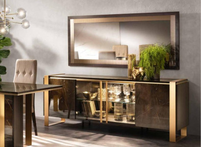 Buffet Anrichte Kommode Spiegel Echte Handarbeit Holz Regal Regale 2tlg