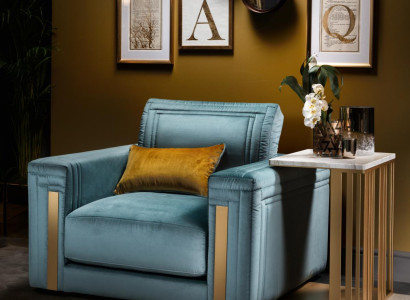 Sessel Club Lounge Design Lehn Stuhl Polster Sofa Fernseh Blau arredoclassic