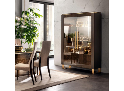 Klassische Vitrine Schrank italienische Möbel Vitrinenschrank Vitrinen Glas Neu