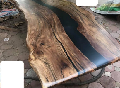 Esstisch epoxid harz echtes holz massive möbel wasserfall epoxy tisch giessharz