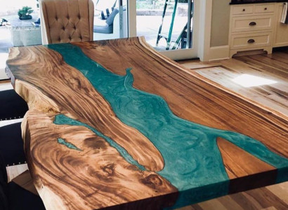 Esstisch epoxid harz echtes holz massive möbel epoxy tisch giessharz wasserfall