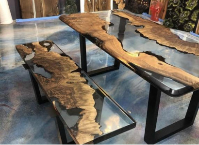 Esstisch Tisch Küchentisch Moderne Wasserfall Fluss Epoxid Harz Möbel Neu Tische