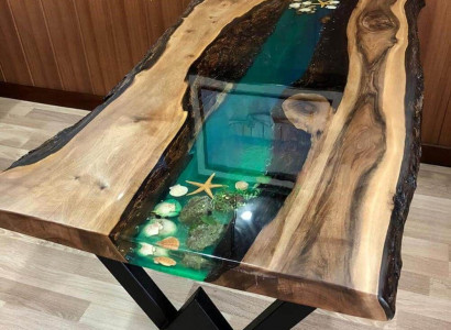 Tisch esstisch tische harz epoxy massive design möbel 200x100 echtes holz epoxid