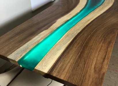 Epoxid harz esstisch echtes massiv holz möbel wasserfall epoxy tisch 240x100 Neu