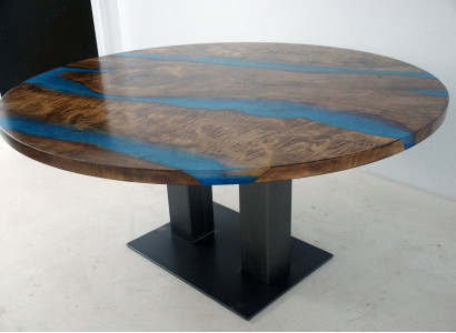 Runder Esstisch River Table Echtes Holz Flusstisch 150cm Tische Epoxidharz
