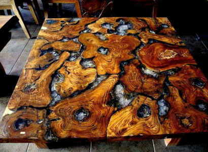 Epoxid harz esstisch echtes massive holz möbel wasserfall epoxy tisch 100x100