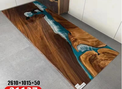 Epoxid Harz Fluss Tisch Echtes Massiv Holz Blau Wasser Tissche Epoxy