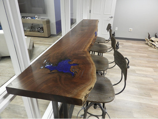 Epoxid Tresen Bartisch echtes holz massive möbel wasserfall epoxy tisch 240x70