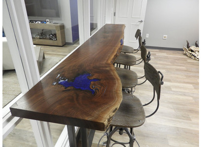 Epoxid Tresen Bartisch echtes holz massive möbel wasserfall epoxy tisch 240x70
