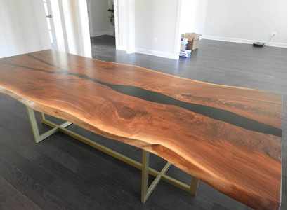 Flusstisch Esstisch River Table Massiv Tische 240x100 Epoxidharz Meer