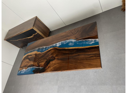 Esstisch Table Epoxidharz Massiv Tische 220x90 Flusstisch Echtes Holz