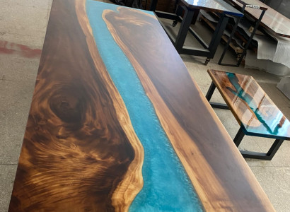 Moderne Tische Esstisch Design Tisch Harz Meer Fluss Möbel 220x90