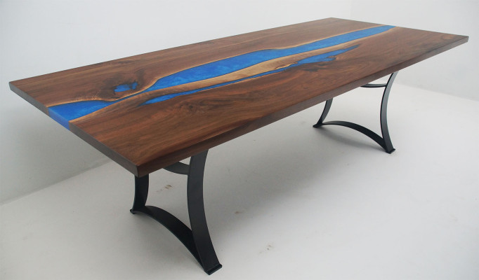 Esstisch Blue River Table Echtes Holz 220x90 Tische Epoxidharz Neu