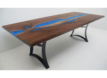 Esstisch Blue River Table Echtes Holz 220x90 Tische Epoxidharz Neu