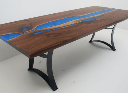 Esstisch Blue River Table Echtes Holz 220x90 Tische Epoxidharz Neu