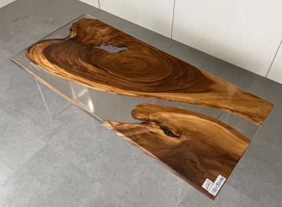 Esstisch Epoxid Harz Echtes Holz Massive Möbel Wasserfall Epoxy Tisch