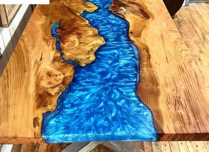 Couchtisch River Table Echtes Holz Flusstisch 120x90 Massive Tische