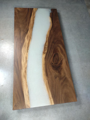 Wasserfall epoxy tisch giessharz esstisch epoxid harz echtes holz massive