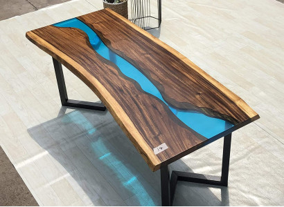 Epoxidharz Couchtisch River Table Echtes Holz Massiv Tische 120x60