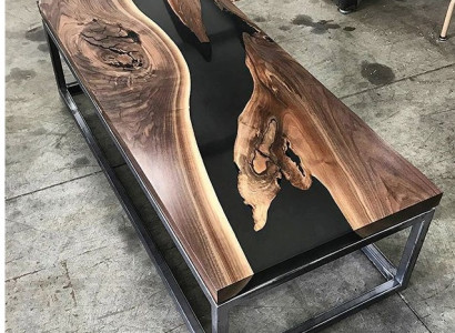 River Table Epoxidharz Couchtisch Echtes Holz Massiv Tische 120x60