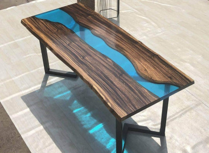Couchtisch River Table Massiv Tische 100x50 Flusstisch Meer Waterfall