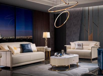 Wohnzimmer Designer-Sofa Sofagarnitur 3+2+1 Sitzer Ledersofa Modernes