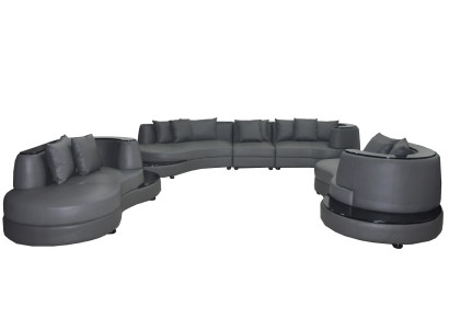 Luxus Wohn Eck Leder Garnitur Landschaft Polster Ecke XXL Big Sofa U Form + USB