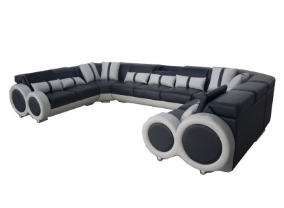 Leder Sofa Couch Polster Eck Garnitur Design moderne ecke U Form Wohnlandschaft