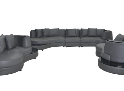 Luxus Wohn Eck Leder Deko Garnitur Landschaft Polster Ecke XXL Big Sofa