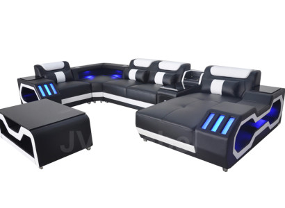 Leder Sofa Eck Garnitur Design Modern Wohnlandschaft Couchtisch U Form G8046 Neu