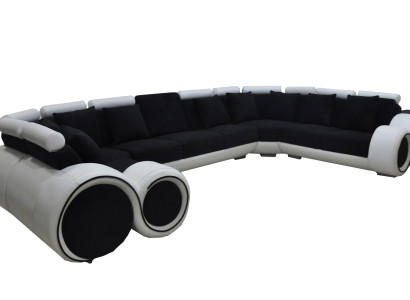 Ecke Leder Modern XXL Couch Wohnlandschaft Ledersofa Sofa U-form A1163 mit USB