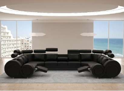 Designer Wohnlandschaft Eckcouch +USB Sofa Polster Ledersofa Sofas Neu Garnitur