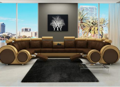 Stoff Couch Textilsofa Ecksofa USB, Couch Wohnlandschaft XXL Textil Sofa Couchen