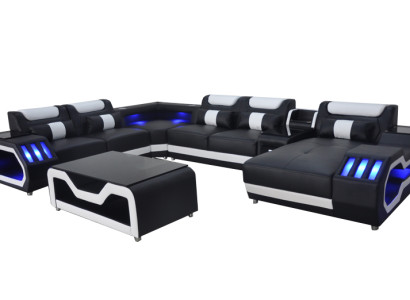 Design Leder Polster Sitz Ecke Landschaft Zimmer Neu Wohn Sofa Polster